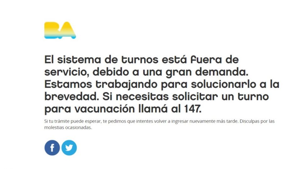 Se cayó la web de la Ciudad que da turnos a mayores de 80 años para vacunarse