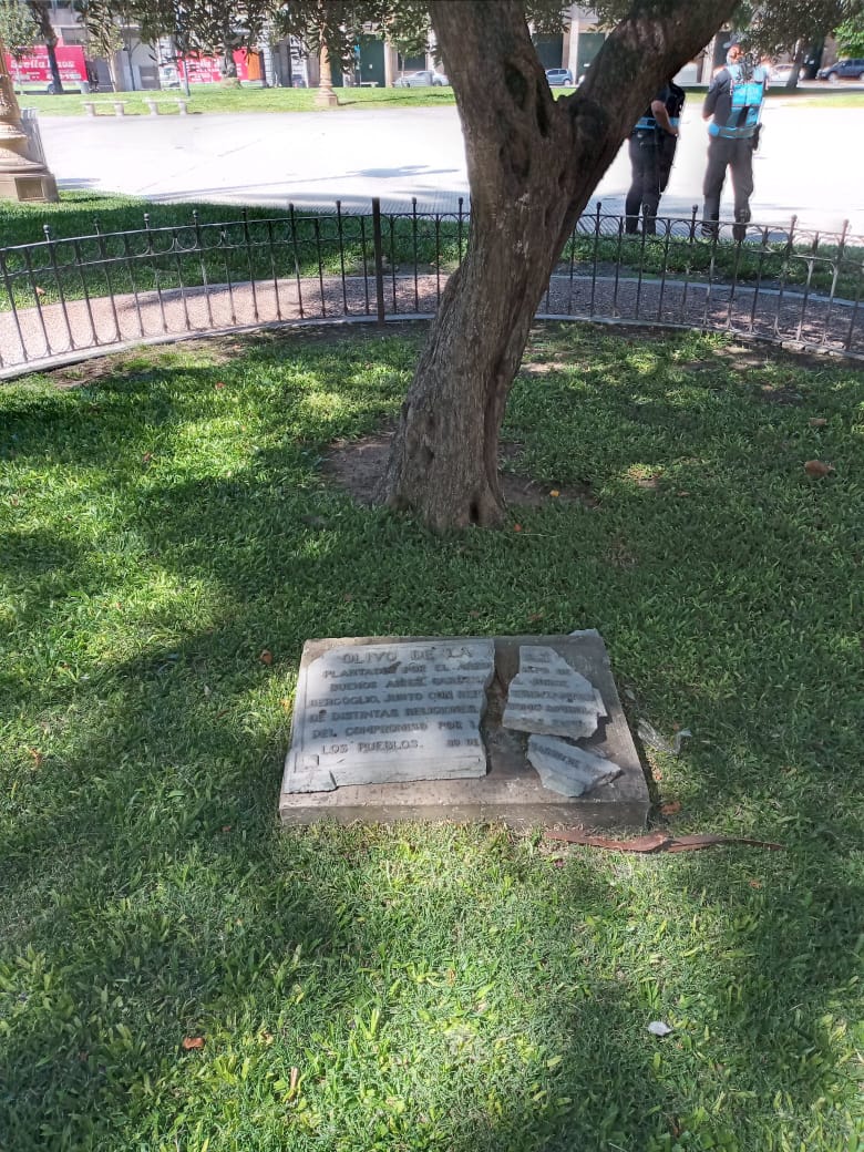 El FdT pidió al GCBA la pronta reparación del “Olivo del Papa Francisco”