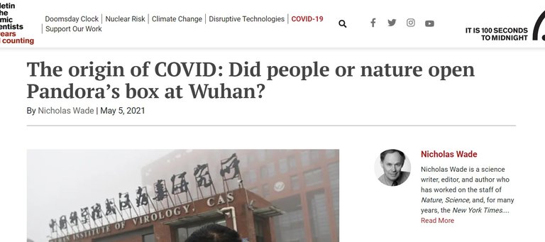 Especialista dijo que el virus "se escapó" de un laboratorio de Wuhan