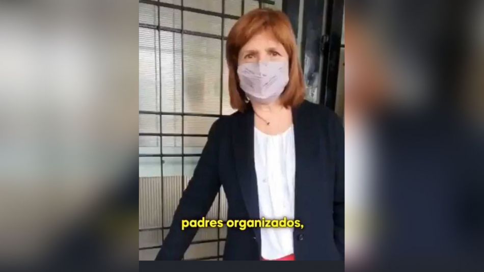 Bullrich filmó un video en una escuela de Castelar y fue repudiada
