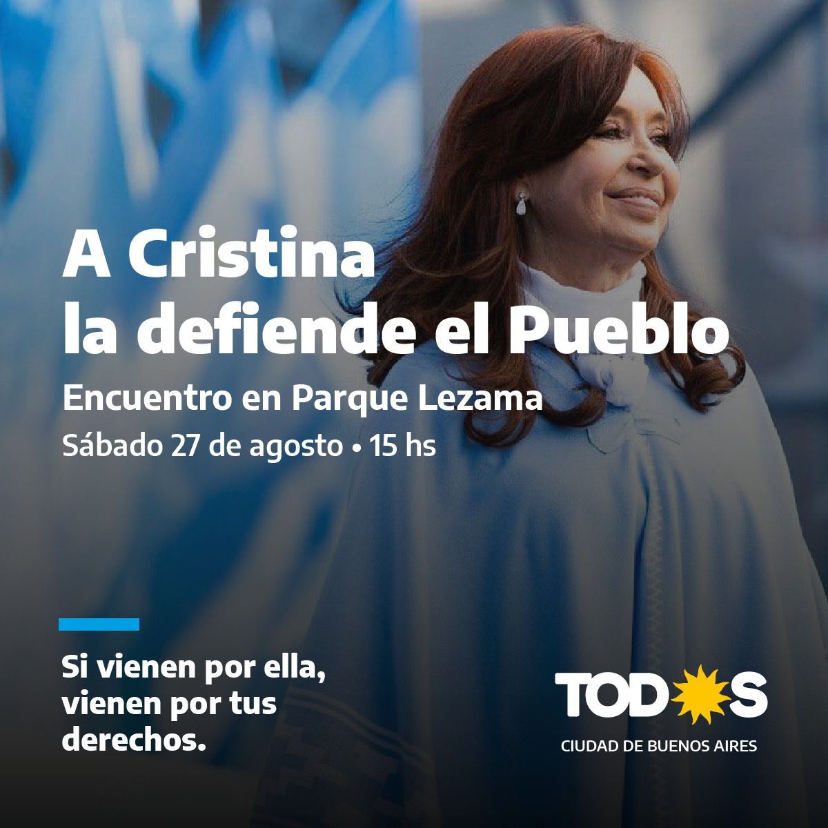 El Frente de Todos (FdT) porteño convoca a Parque Lezama en apoyo a Cristina