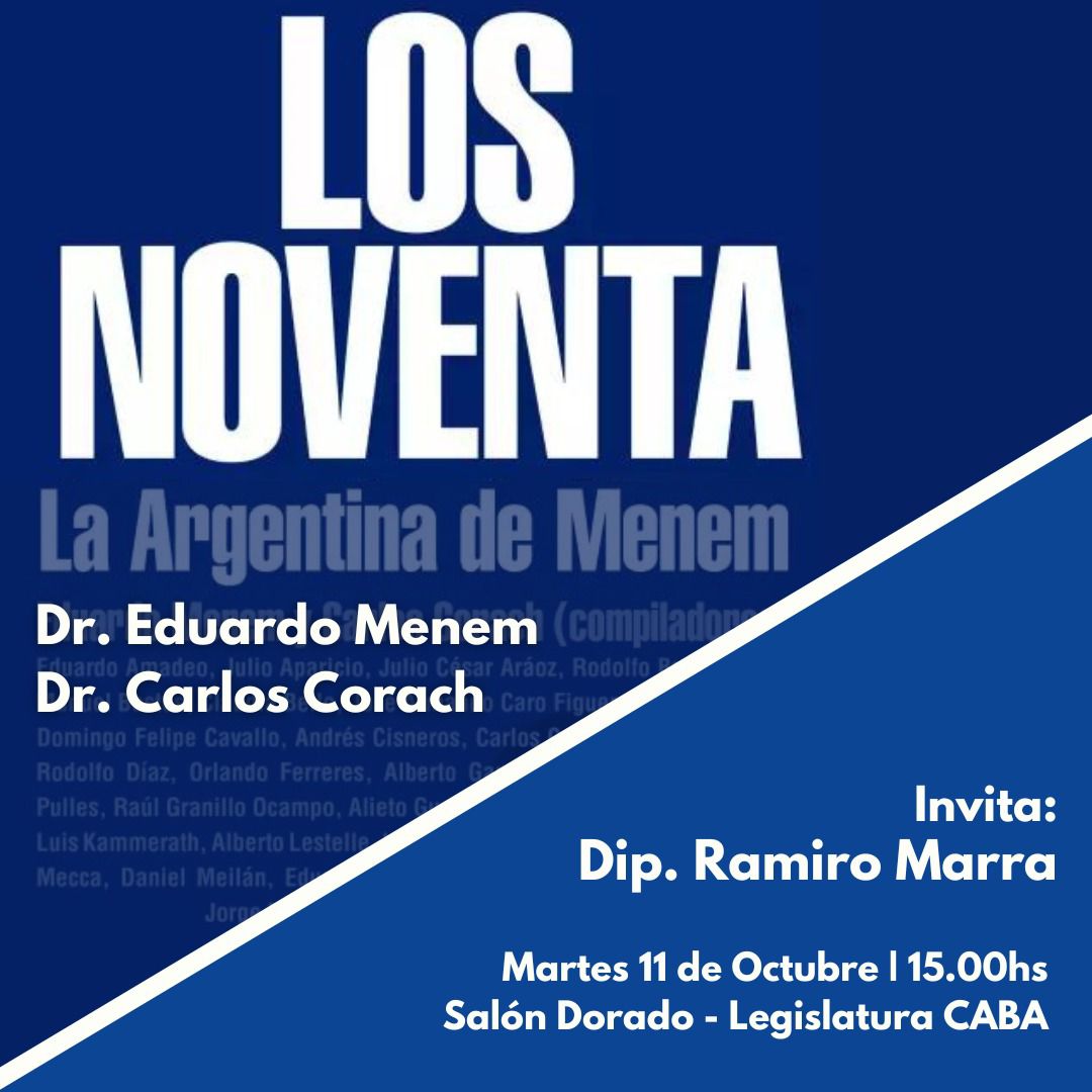 Reunidos por Marra, Menem y Corach presentan libro en la Legislatura