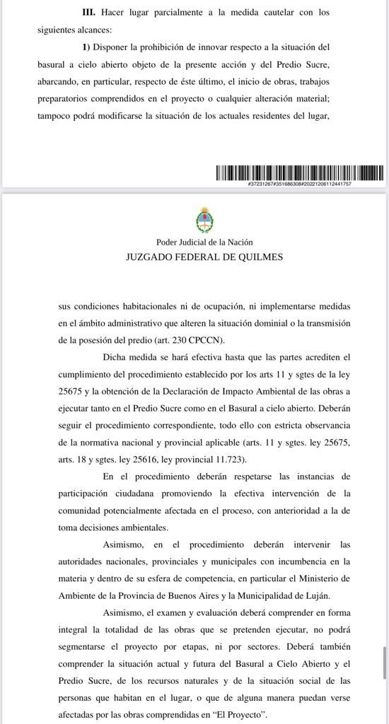 Medida judicial contra el proyecto de relleno sanitario de Luján