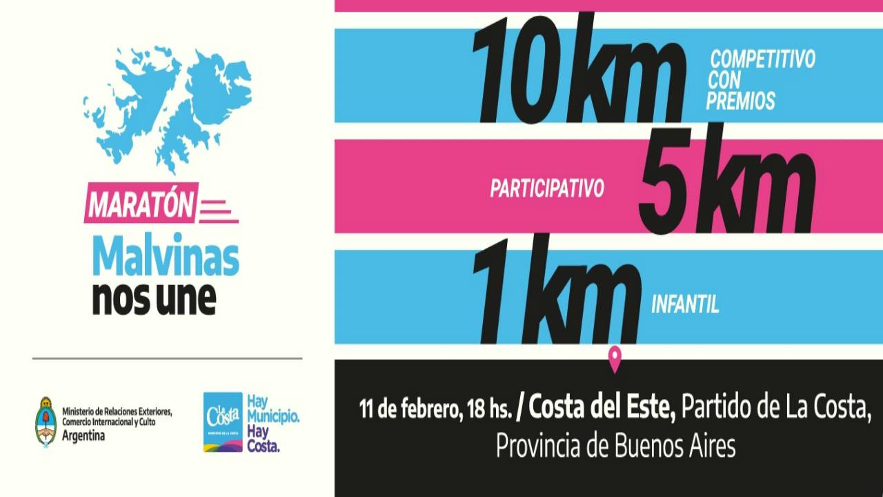 Cancillería y el Partido de La Costa lanzan la maratón "Malvinas nos une"