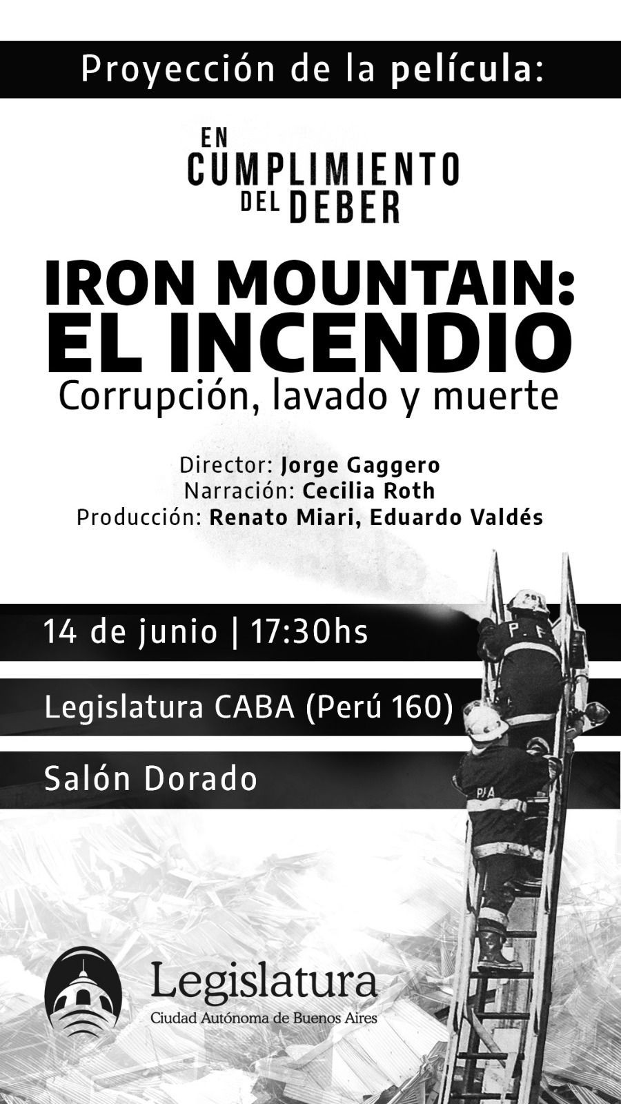 Proyección del documental de Iron Mountain en la Legislatura
