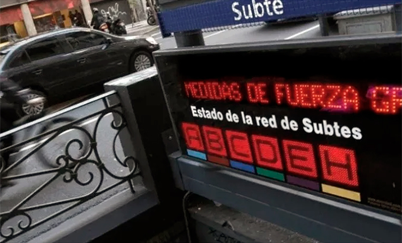El miércoles vuelven a parar todas las líneas de subte