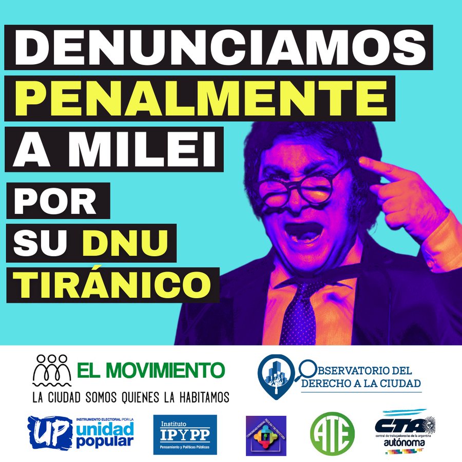 Denunciaron penalmente a Milei por el DNU