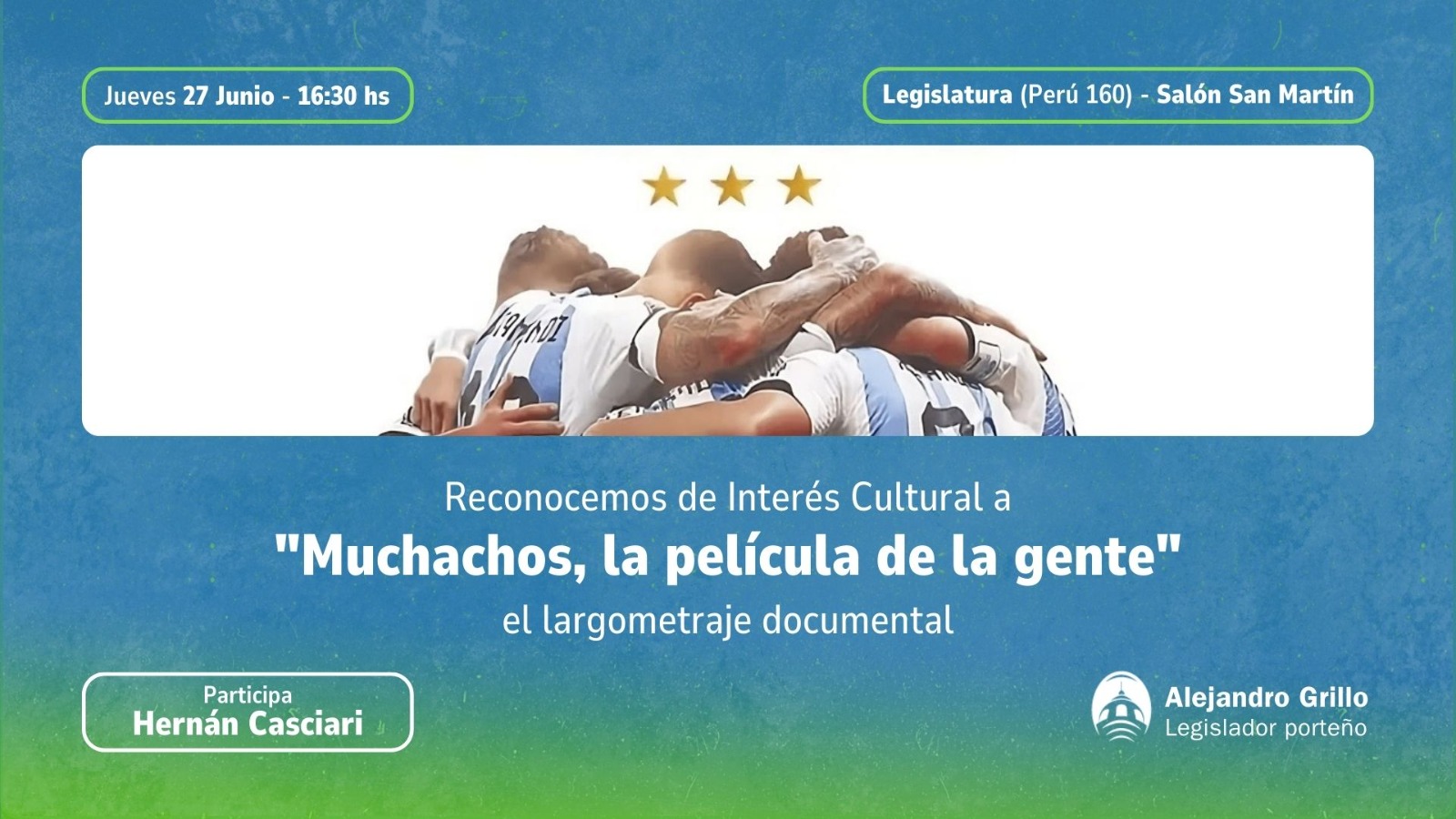 Legislatura: diploma de honor para “Muchachos”