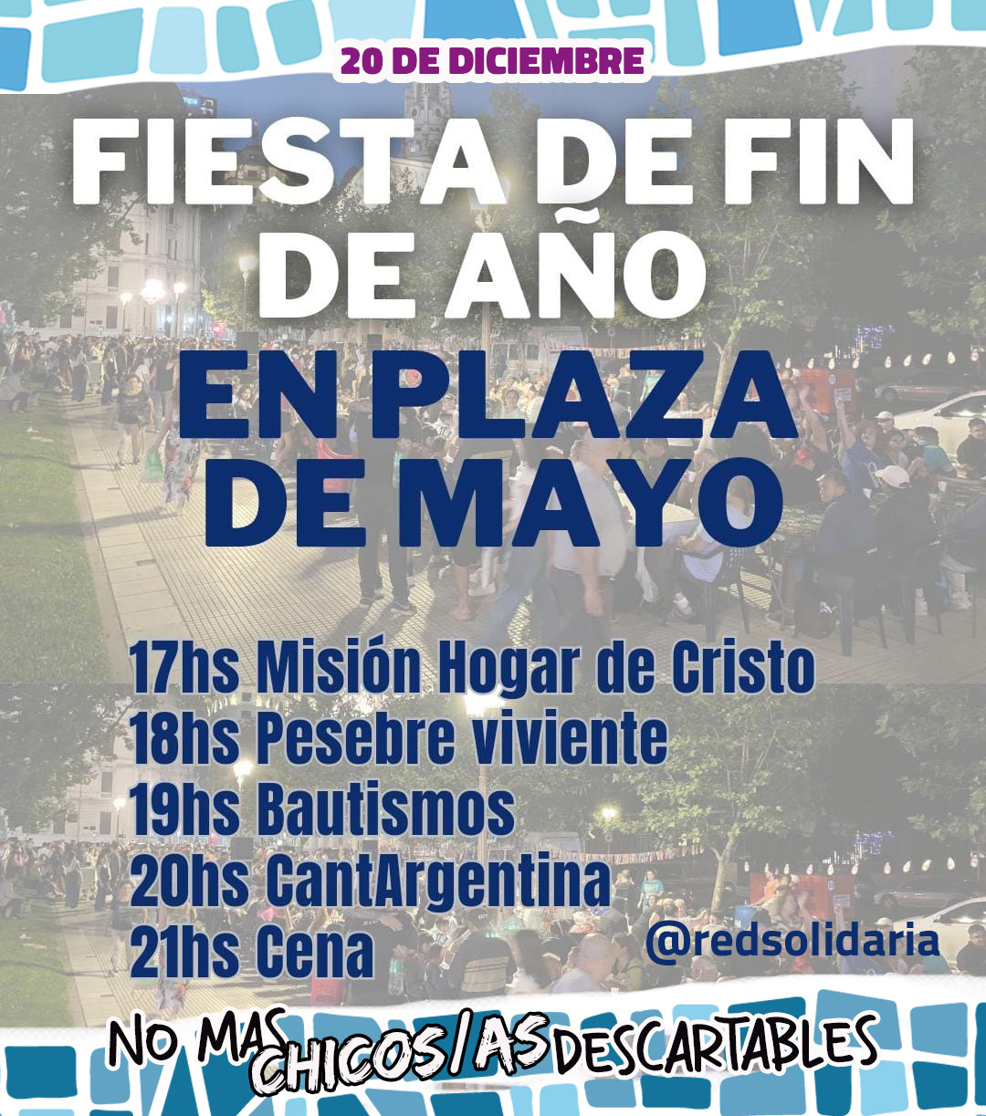 Fiesta de fin de año en Plaza de Mayo para los más vulnerables