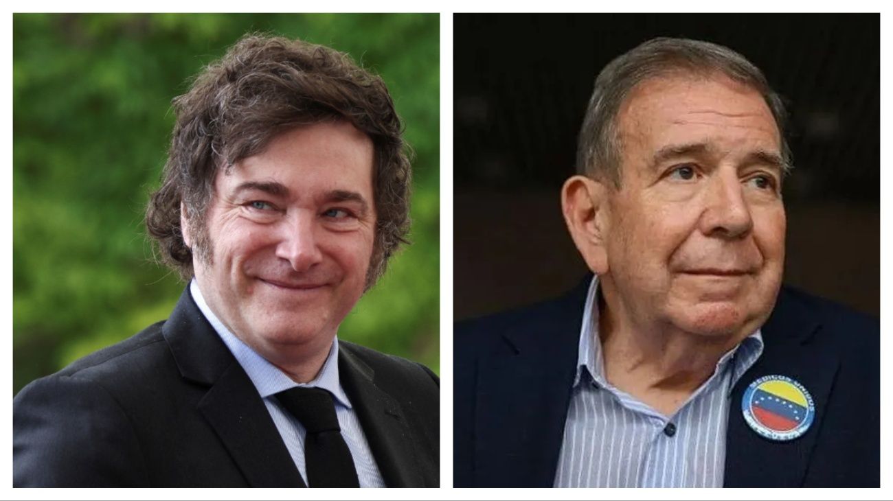 Milei y González Urrutia saludaron desde el balcón de la Rosada