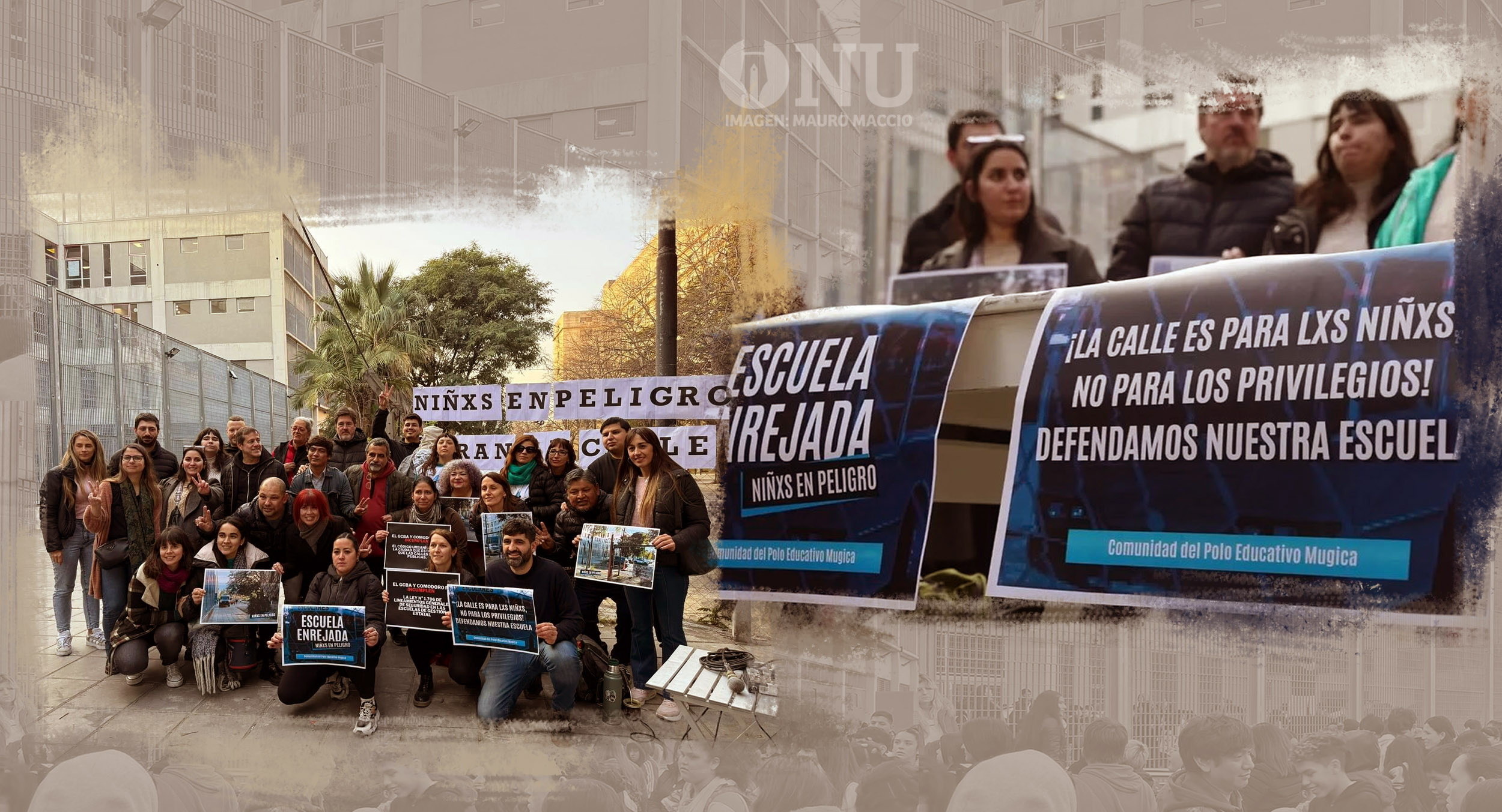 Sus Señorías estacionan en una calle que obtura la entrada a una escuela