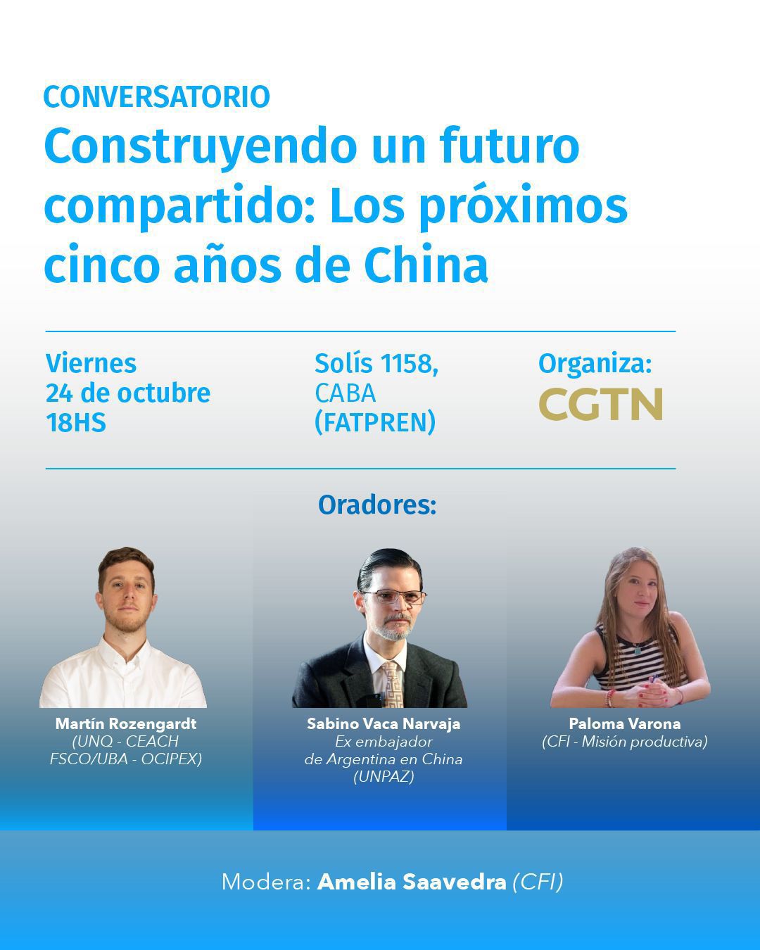 Vaca Narvaja disertará sobre el 15º Plan Quinquenal Chino